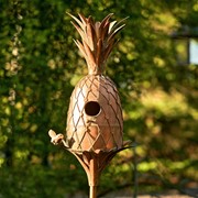 Zaer Ltd International Pre-Order: 67.25" Tall Pineapple Shaped Copper Finish Birdhouse Stake ZR193147 View 5