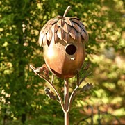 Zaer Ltd International Pre-Order: 65.25" Tall Acorn Shaped Copper Finish Birdhouse Stake ZR193149 View 5