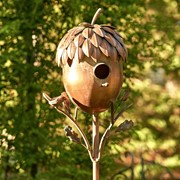 Zaer Ltd International 65.25" Tall Acorn Shaped Copper Finish Birdhouse Stake ZR193149 View 5