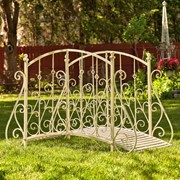 Zaer Ltd International Pre-Order: 5ft. Long Antique Style Iron Garden Bridge in Ant. White "Paris 1968" ZR140960-AW View 5