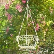 Zaer Ltd International 28.35" Long Hanging Iron Basket Planter in Antique White "Paris 1968" ZR180315-AW View 5