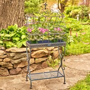 Zaer Ltd. International Pre-Order: 42.5" Tall Vintage Style Iron Cage Plant Stand in Blue "Paris 1968" ZR190422-BL View 5