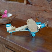 Zaer Ltd. International Metal Model Airplane Decor in Blue and Cream RD204155-BL View 5