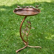 Zaer Ltd. International 32" Tall Shallow Copper-Finished Iron Birdbath with Branch Stand ZR190779-CP View 5