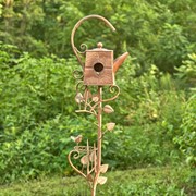 Zaer Ltd. International 65" Tall Antique Copper Teapot Birdhouse Garden Stake "Square Teapot" ZR113168-2 View 5