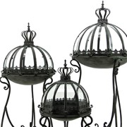 Zaer Ltd International Pre-Order: S/3 Glass Dome Terrariums with Iron Stands in Silver "Marseille 1792" ZR530995-FSS View 5