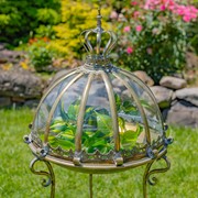 Zaer Ltd International Pre-Order: Set/3 Glass Dome Terrariums with Iron Stand in Gold "Marseilles 1792" ZR530995-FGS View 5