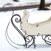 Zaer Ltd International Pre-Order: 25" Tall Metal Holiday Sleigh Decoration in Antique White ZR180414-AW View 5