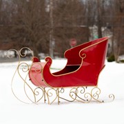 Zaer Ltd International Pre-Order: 25" Tall Metal Holiday Sleigh Decoration in Antique Red ZR180414-RD View 5