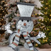 Zaer Ltd. International Pre-Order: S/2 Galvanized Cookie Cutter Snowmen with Christmas Trees & Reindeer ZR190301-SET View 5
