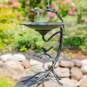 Zaer Ltd. International 27" Tall Galvanized Scallop Edge Birdbath with Branch Legs ZR198205-GV View 5