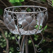 Zaer Ltd International Pre-Order: Set of 2 Round Basket Plant Stands with Flower Details in Bronze ZR190266-BZ View 5