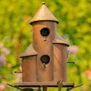 Zaer Ltd. International 73.5" Tall Cylinder Triple Birdhouse Stake with Conical Roof in Antique Copper ZR200250-CP View 5