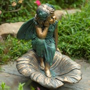 Zaer Ltd International Pre-Order: 20" Tall Fairy Statue Sitting on Flower "Gardenia" ZR229919 View 5