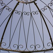 Zaer Ltd. International Pre-Order: 9ft Tall Round Iron Garden Gazebo with 3 Side Walls in Antique Bronze ZR101634-BZ View 5