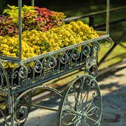 Zaer Ltd. International 7.9ft. Tall Antique Style Iron Flower Cart in Verdi Green "Paris 1968" ZR154079-VG View 5