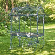 Zaer Ltd. International Pre-Order: 82"T. Iron Flower Cart with Curved Roof in Cobalt Blue "Paris 1968" ZR200200-BL View 5