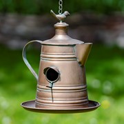 Zaer Ltd International Pre-Order: Set of 6 Assorted Style Antique Copper Finish Teapot Birdhouses ZR170773-CPS View 5