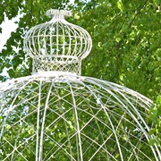 Zaer Ltd. International "Zina" 13ft. Tall Large Round Iron Garden Gazebo in Antique White ZR140283-AW View 5