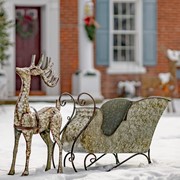 Zaer Ltd. International Large Galvanized Reindeer and Sleigh  Decoration ZR882000 View 5