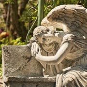 Zaer Ltd International 35" Tall Magnesium Napping Angel on Bench in Antique Grey "Seraphina" ZR229035-GY View 5