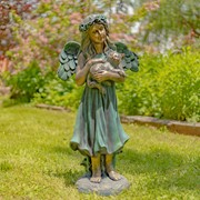 Zaer Ltd International 39" Tall Magnesium Angel Statue Holding Cat in Antique Bronze "Nicole" ZR341539-BZ View 5