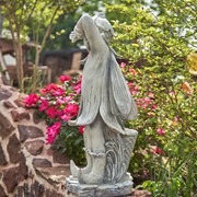 Zaer Ltd International 30" Tall Magnesium Fairy Garden Statue with Basket in Antique White "Oliver" ZR341730-AW View 5