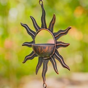 Zaer Ltd. International 76.25" Long Antique Bronze Iron Rain Chain with Bohemian Sun & Moon ZR215351-BZ View 5