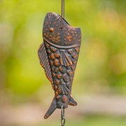 Zaer Ltd. International 76.75" Long Antique Bronze Iron Rain Chain with Rainbow Trout ZR215379-BZ View 5