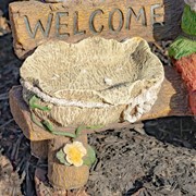 Zaer Ltd. International 15.35" Tall Spring Garden Gnome with Welcome Sign, Birds and Birdbath ZR244715 View 5
