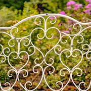 Zaer Ltd. International Esme Iron Garden Bench with Heart Designs in Antique White "Paris 1968" ZR200485-AW View 5