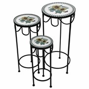 Zaer Ltd. International "Marisol" Set of 3 Round Nesting Iron Mosaic Plant Stands ZR842944 View 5