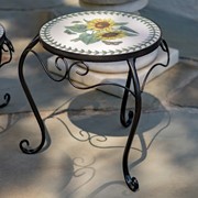 Zaer Ltd. International "Marisol" Set of 2 Round Iron Mosaic Plant Stands with Hand Painted Sunflowers ZR842953 View 5