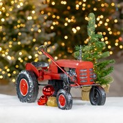 Zaer Ltd International 3.4ft. Long Small Red Metal Tractor with Cart "The Aldean" ZR534481-RD View 5