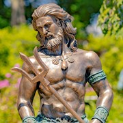 Zaer Ltd. International Pre-Order: 50" Tall Magnesium Merman Statue Holding Trident in Bronze "Roberto" ZR343149-BZ View 5
