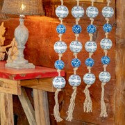 Zaer Ltd. International 74" Long Porcelain Tsugo Ball Garland in Navy, Blue, & White "Kairi" ZR088208 View 5