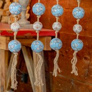 Zaer Ltd. International 74" Long Porcelain Tsugo Ball Garland in Baby Blue & Ivory "Sakura" ZR088211 View 5