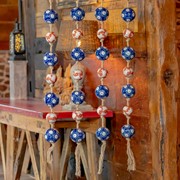 Zaer Ltd. International 74" Long Porcelain Tsugo Ball Garland in Burnt Orange & Blue "Kimi" ZR088212 View 5