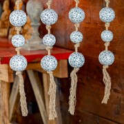 Zaer Ltd. International 74" Long Porcelain Tsugo Ball Garland in White, Black, & Grey "Hana" ZR088217 View 5
