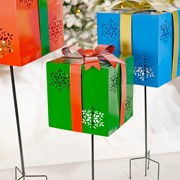 Zaer Ltd. International Set of 3 Assorted Christmas Gift Boxes with Snowflake Cutouts Garden Stakes ZR210607-SET View 5