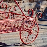 Zaer Ltd. International Pre-Order: Two Tier Iron Flower Push Cart in Flamingo Pink "Odesa 1794" ZR160260-PK View 5