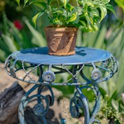 Zaer Ltd. International 25.2" Tall Round Iron Table with Aster Flower Accents "Copenhagen 1843" ZR200520-BL View 5
