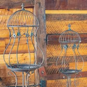 Zaer Ltd. International Pre-Order: Set/2 Hourglass Shaped Birdcage Plant Stands in Bronze "London 1820" ZR200527-BZ View 5