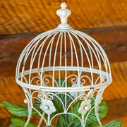 Zaer Ltd. International Pre-Order: Set of 2 Hourglass Shape Birdcage Plant Stands in White "London 1820" ZR200527-AW View 5