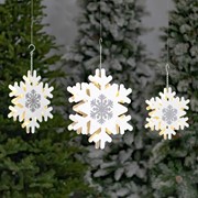 Zaer Ltd International Set of 3 Assorted Hanging Iron Snowflakes with LED Backlights ZR210467-SET View 5