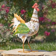 Zaer Ltd. International Set of 6 Assorted Hand Painted Iron Rooster Figurines with Floral Details ZR201300-SET View 5