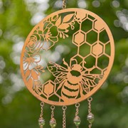 Zaer Ltd. International Set of 6 Asst. Circular Copper Wind Chimes with Nature Scenes & Bell ZR122131-SET View 5