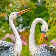 Zaer Ltd. International Set of Two 44" Tall Blue and White Metal Egret Garden Figurines ZR217081-SET View 5
