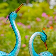 Zaer Ltd. International Set of Two 33.5" Tall Metallic Blue-Green Heron Garden Figurines ZR217095-SET View 5