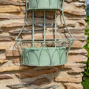 Zaer Ltd. International Set of Dual Wall Hanging Iron Basket Planters in Frosted Green "Copenhagen 1843" ZR200536-GR View 5